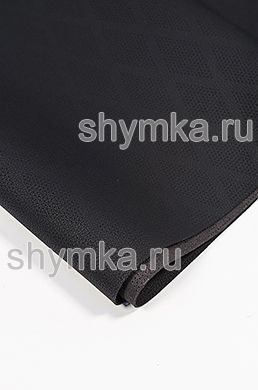 Eco microfiber leather with perforation Dakota PR-ROMB 2101 BLACK thickness 1,5mm width 1,4m