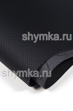 Eco microfiber leather FOR STEERING WHEEL THICK Nappa Luxe with false perforation BLACK thickness 1,2mm width 1,4m