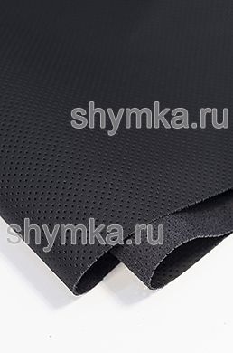 Eco microfiber leather Schweitzer Nappa with perforation 0500 JET BLACK thickness 1,5mm width 1,35m