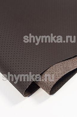 Eco microfiber leather Schweitzer Nappa with perforation 2584 BLACK BROWN thickness 1,3mm width 1,35mm