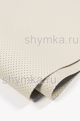 Eco microfiber leather Schweitzer Nappa with perforation 3086 PAELLA NATURAL WHITE thickness 1,3mm width 1,35mm