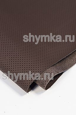 Eco microfiber leather Schweitzer Nappa with perforation 1015 WILD BROWN thickness 1,2mm width 1,35mm