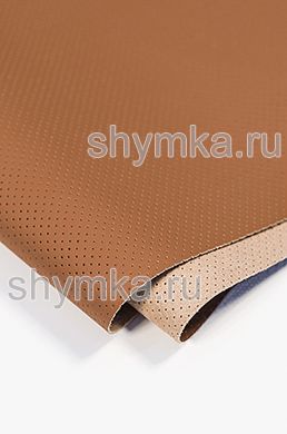 Eco microfiber leather Schweitzer Nappa with perforation 2837 ORANGE BROWN thickness 1,2mm width 1,35mm