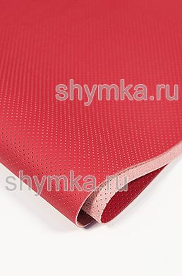 Eco microfiber leather Schweitzer Nappa with perforation 1376 EMPEROR CHERRY RED thickness 1,2mm width 1,35mm
