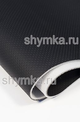 Eco microfiber leather with perforation Standart BLACK on foam 3mm (THREE!!!) with spunbond width 1,4m thickness 4,3mm