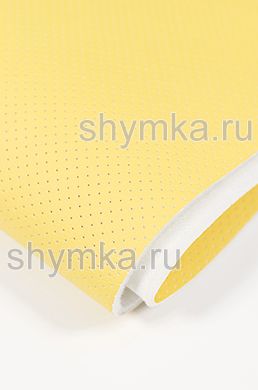 Eco leather Oregon SLIM YELLOW with perforation on foam rubber 5mm and spunbond width 1,4m