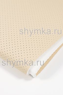 Eco leather Oregon SLIM CREAM-BEIGE with perforation on foam rubber 5mm and spunbond width 1,4m