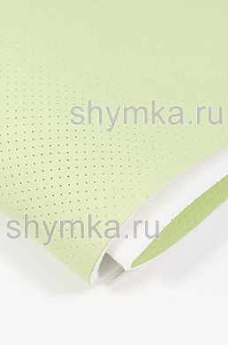 Eco leather Oregon SLIM LIGHT-GREEN with perforation on foam rubber 5mm and spunbond width 1,4m