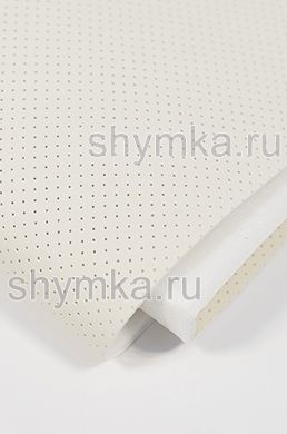 Eco leather Oregon SLIM IVORY with perforation on foam rubber and spunbond width 1,4m