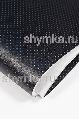 Eco leather Oregon SLIM BLACK NEW with perforation on foam rubber 5mm and spunbond width 1,4m