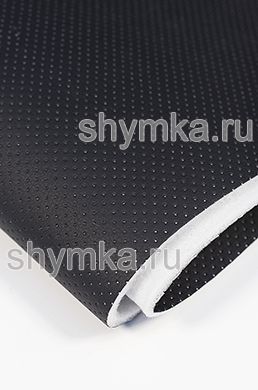 Eco leather Oregon SLIM BLACK with perforation on foam rubber 5mm and spunbond width 1,4m