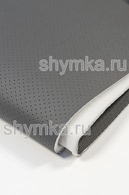 Eco leather Oregon SLIM GREY with perforation on foam rubber 5mm and spunbond width 1,4m