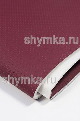 Eco leather Oregon SLIM DARK-RED with perforation on foam rubber 5mm and spunbond width 1,4m