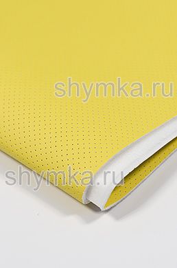 Eco leather Oregon SLIM YELLOW with perforation on foam rubber 3mm (THREE) and spunbond width 1,4m thickness 3,85mm