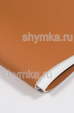 Eco leather Oregon SLIM ORANGE with perforation on foam rubber 3mm (THREE!) and spunbond width 1,4m