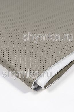 Eco leather Oregon SLIM BEIGE-GREY with perforation on foam rubber 5mm and spunbond width 1,4m