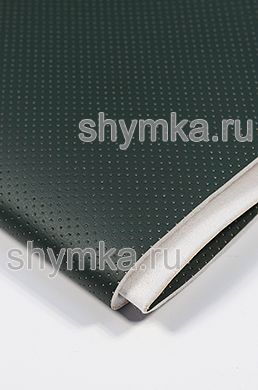 Eco leather Oregon SLIM DARK-GREEN with perforation on foam rubber 5mm and spunbond width 1,4m