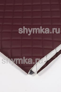 Eco leather Oregon on foam rubber 5mm and spunbond BURGUNDY quilted with BURGUNDY thread SQUARE 35x35mm width 1,4m