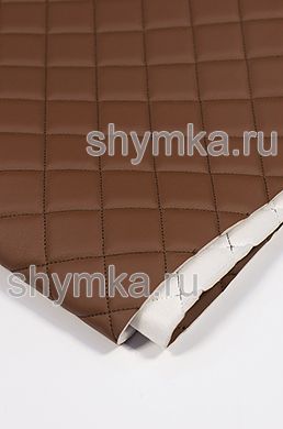 Eco leather Oregon on foam rubber 5mm and spunbond DARK-BROWN quilted with DARK-BROWN thread SQUARE 35x35mm width 1,4m