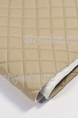 Eco leather Oregon on foam rubber 5mm and spunbond BEIGE quilted with BEIGE thread SQUARE 35x35mm width 1,4m