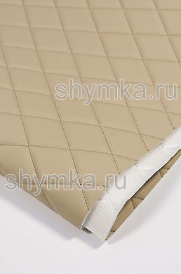 Eco leather Oregon on foam rubber 5mm and spunbond BEIGE quilted with BEIGE thread RHOMBUS 45x45mm width 1,4m