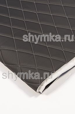 Eco leather Oregon on foam rubber 5mm and spunbond DARK-GREY quilted with LIGHT-GREY thread RHOMBUS 45x45mm width 1,4m