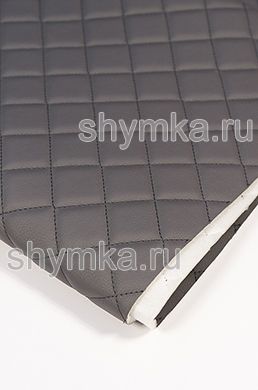 Eco leather Oregon on foam rubber 5mm and spunbond GREY quilted with LIGHT-GREY thread SQUARE 35x35mm width 1,4m