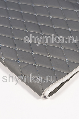 Eco leather Oregon on foam rubber 5mm and spunbond LIGHT-GREY quilted with LIGHT-GREY №1340 thread RHOMBUS DECORATIVE 45x45mm width 1,38m