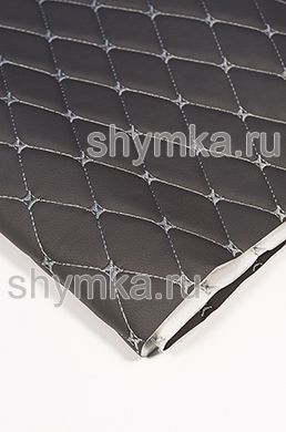 Eco leather Oregon on foam rubber 5mm and spunbond DARK-GREY quilted with LIGHT-GREY №1340 thread RHOMBUS DECORATIVE 45x45mm width 1,38m