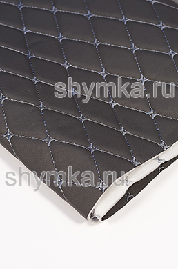 Eco leather Oregon on foam rubber 5mm and spunbond DARK-GREY quilted with STEEL №1342 thread RHOMBUS DECORATIVE 45x45mm width 1,38m