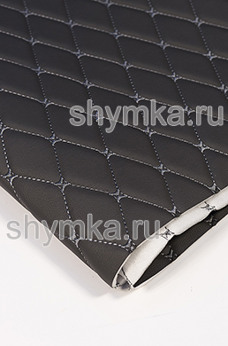 Eco leather Oregon on foam rubber 5mm and spunbond DARK-GREY quilted with GREY №1344 thread RHOMBUS DECORATIVE 45x45mm width 1,38m