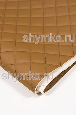 Eco leather Oregon on foam rubber 5mm and spunbond BROWN quilted with BROWN №305 thread SQUARE 35x35mm width 1,4m