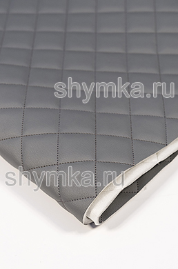 Eco leather Oregon on foam rubber 5mm and spunbond LIGHT-GREY quilted with LIGHT-GREY №300 thread SQUARE 35x35mm width 1,4m