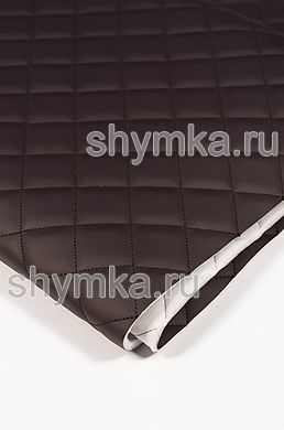 Eco leather Oregon on foam rubber 5mm and spunbond CHOCOLATE quilted with CHOCOLATE №350 thread SQUARE 35x35mm width 1,4m