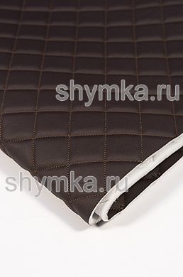 Eco leather Oregon on foam rubber 5mm and spunbond CHOCOLATE quilted with BROWN №305 thread SQUARE 35x35mm width 1,4m