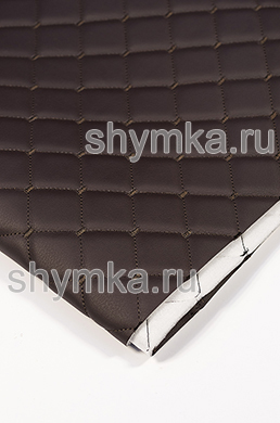 Eco leather Oregon on foam rubber 5mm and spunbond CHOCOLATE quilted with DARK-BROWN №1495 thread SQUARE NEO 35x35mm width 1,35m