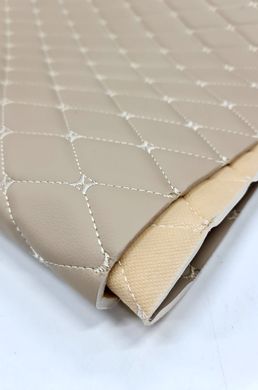 Eco leather Oregon on foam rubber 5mm and beige spunbond 60 g/sq.m BEIGE quilted with LIGHT-BEIGE №1354 thread RHOMBUS DECORATIVE 45x45mm width 1,38m
